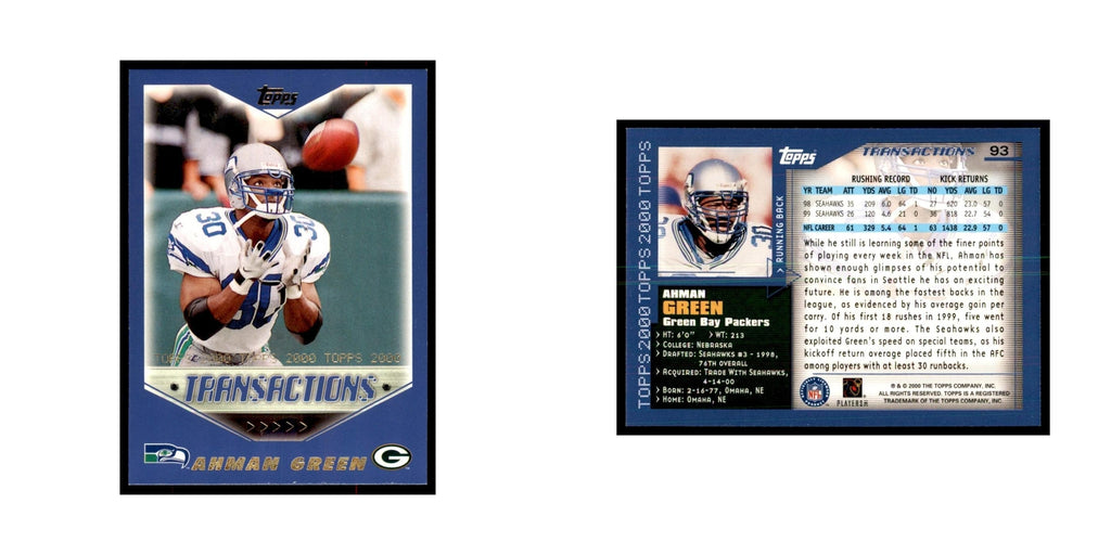 Ahman Green 2000 Topps #93 Football Cards Football Card NM