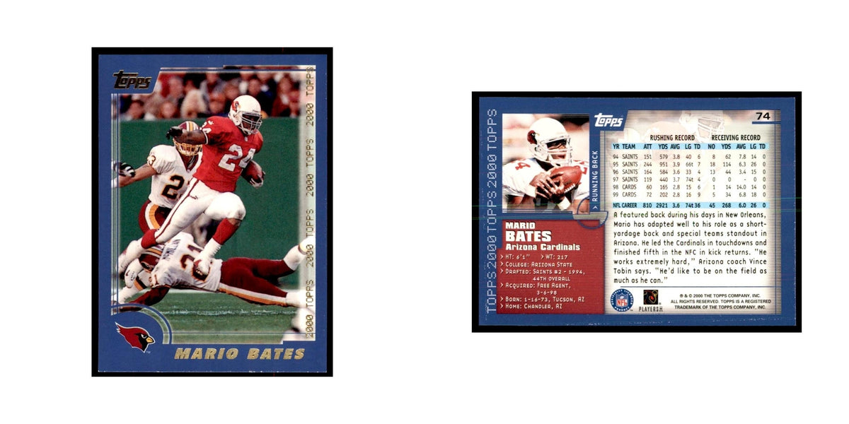 Mario Bates 2000 Topps #74 Football Cards Football Card NM