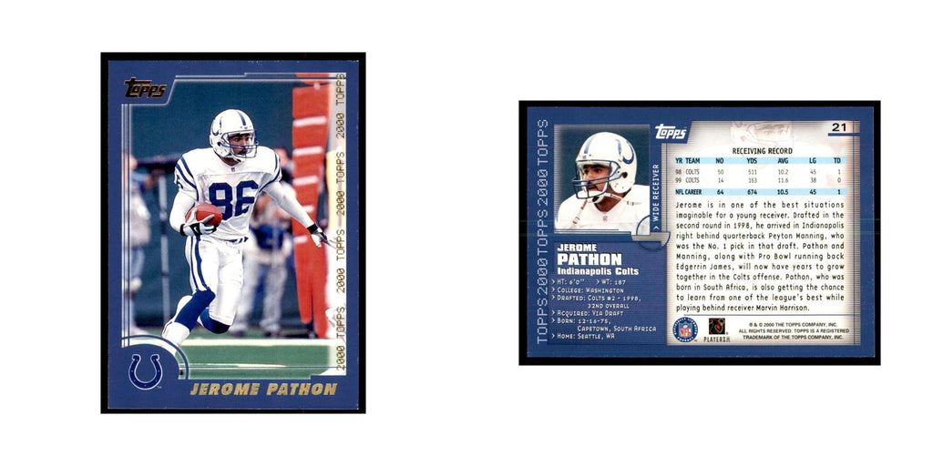Jerome Pathon 2000 Topps #21 Football Cards Football Card NM