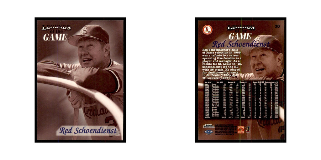 Red Schoendienst 1998 Fleer Legends of the Game #30 Baseball Cards NM