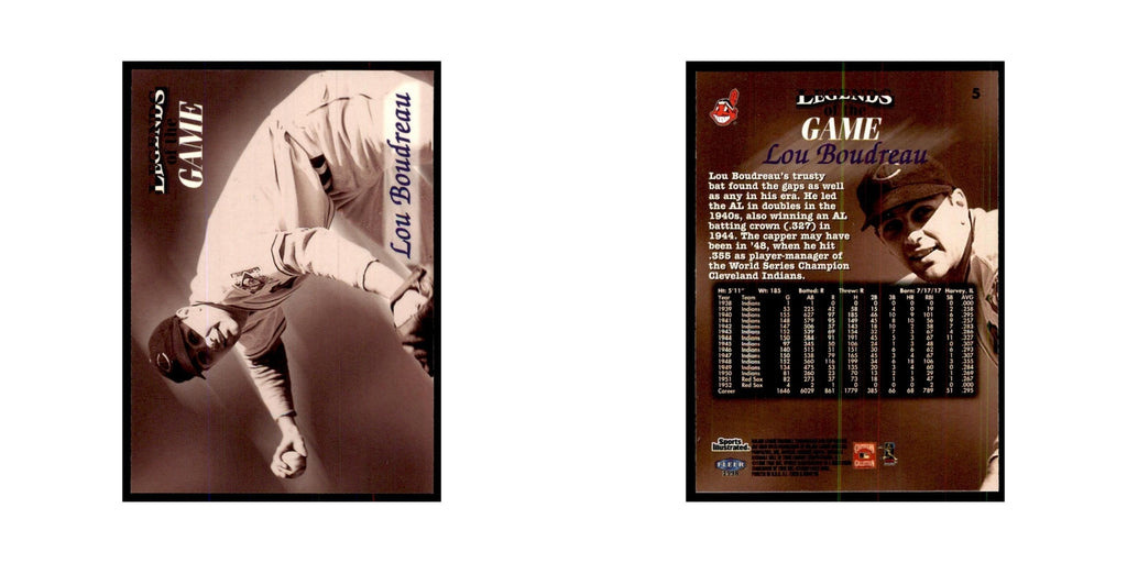 Lou Boudreau 1998 Fleer Legends of the Game #5 Baseball Cards Baseball Card NM