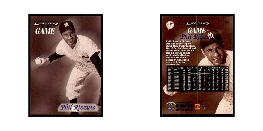 Phil Rizzuto 1998 Fleer Legends of the Game #26 Baseball Cards Baseball Card NM