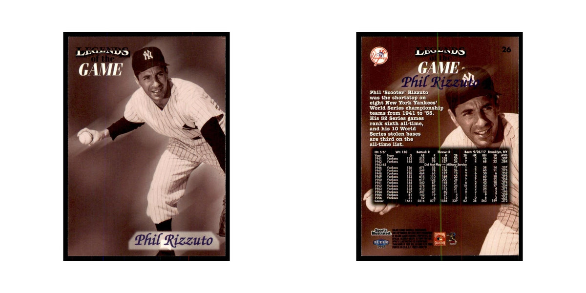 Phil Rizzuto 1998 Fleer Legends of the Game #26 Baseball Cards Baseball Card NM