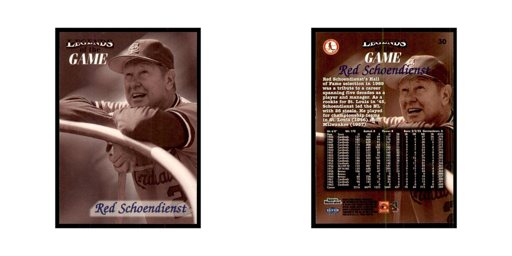 Red Schoendienst 1998 Fleer Legends of the Game #30 Baseball Cards NM