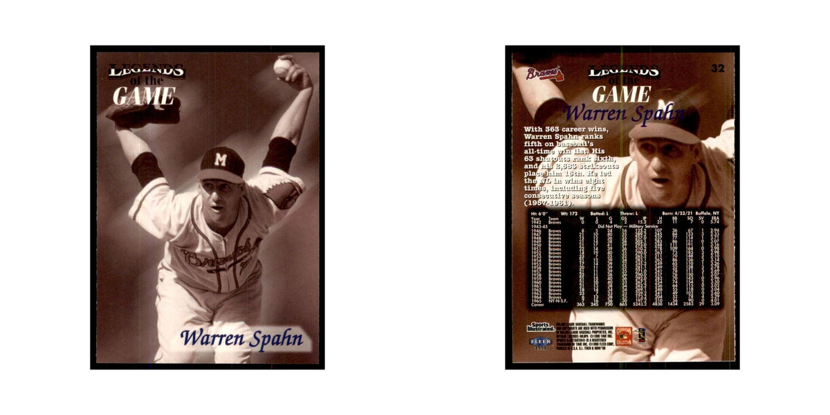 Warren Spahn 1998 Fleer Legends of the Game #32 Baseball Cards Baseball Card NM