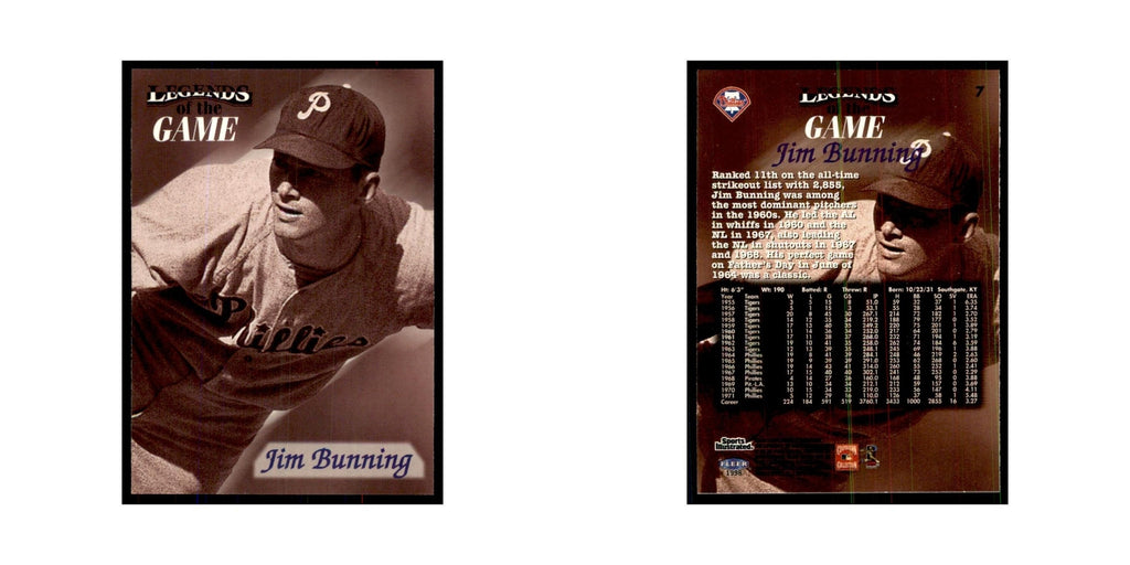 Jim Bunning 1998 Fleer Legends of the Game #7 Baseball Cards Baseball Card NM