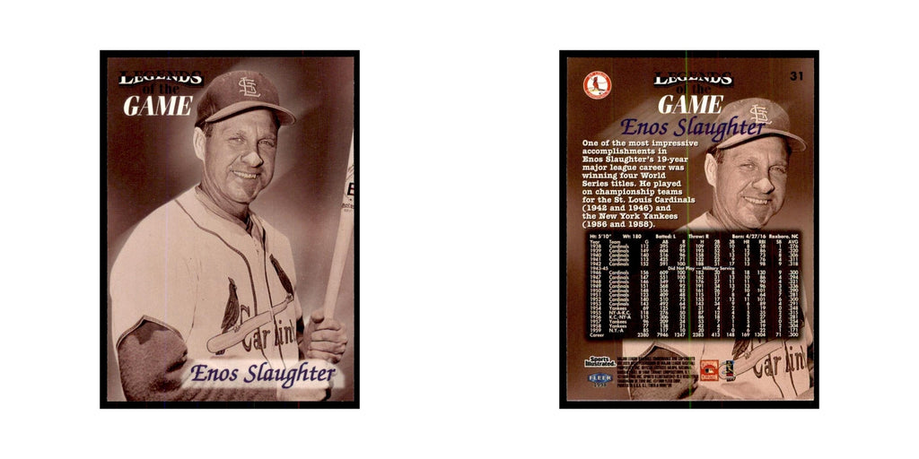 Enos Slaughter 1998 Fleer Legends of the Game #31 Baseball Cards NM