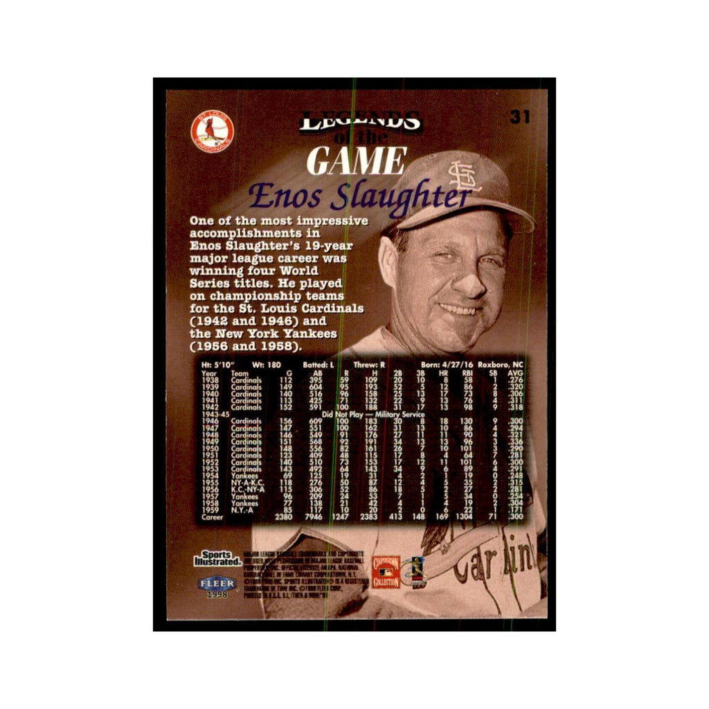 Enos Slaughter 1998 Fleer Legends of the Game #31 Baseball Cards NM