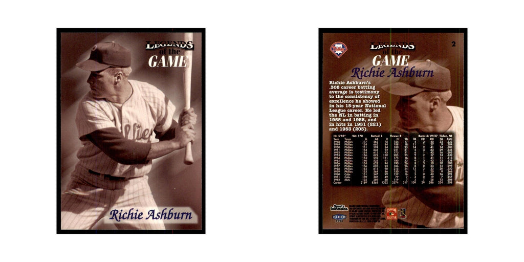 Richie Ashburn 1998 Fleer Legends of the Game #2 Baseball Cards Baseball Card NM