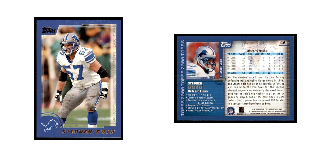 Stephen Boyd 2000 Topps #46 Football Cards Football Card NM