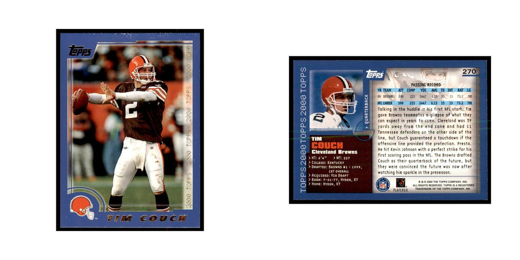 Tim Couch 2000 Topps #270 Football Cards Football Card NM