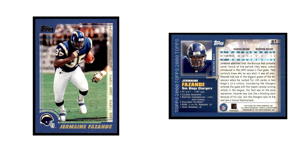 Jermaine Fazande 2000 Topps #61 Football Cards Football Card NM