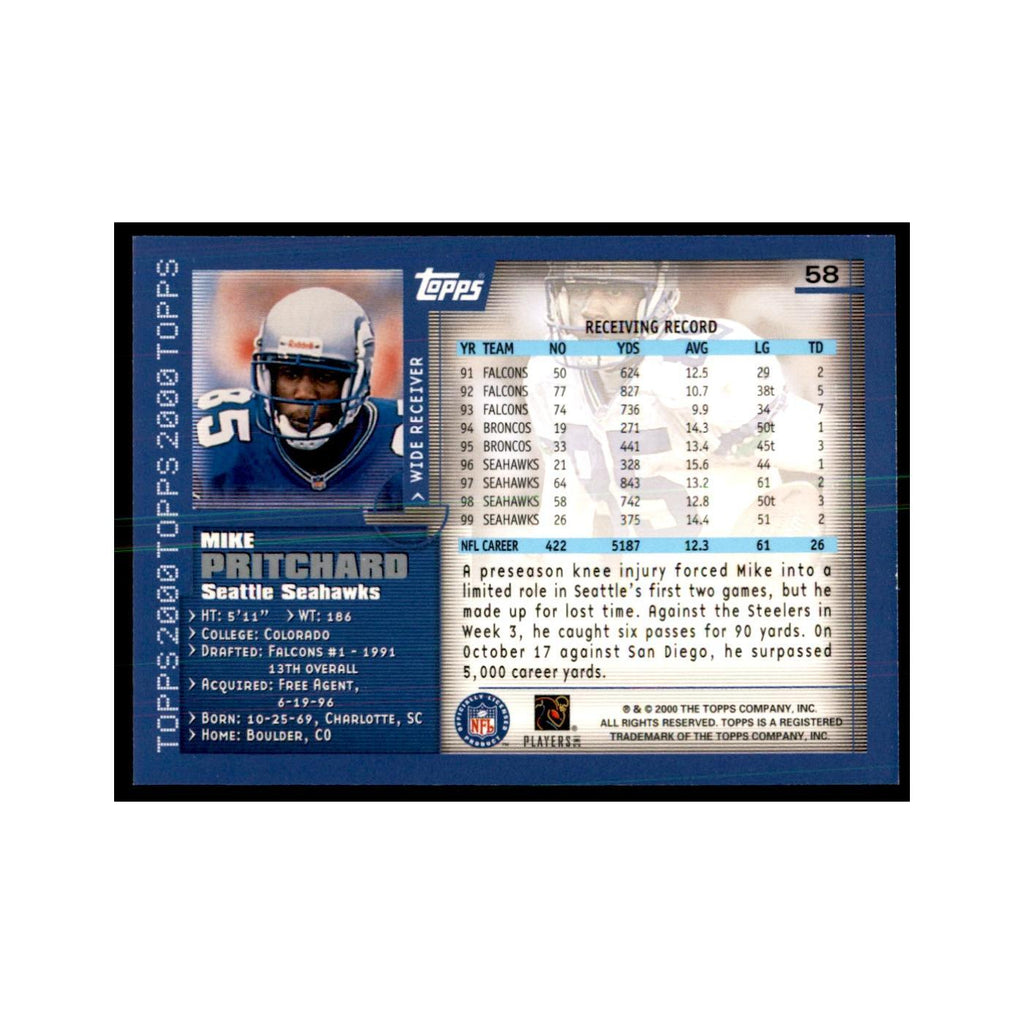 Mike Pritchard 2000 Topps #58 Football Cards Football Card NM