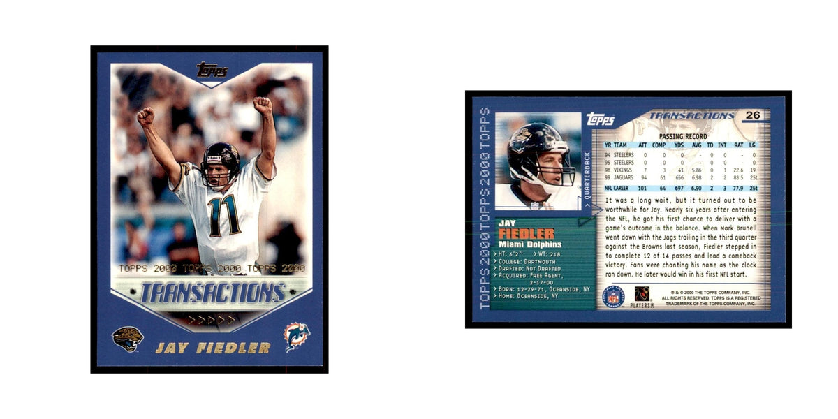 Jay Fiedler 2000 Topps #26 Football Cards Football Card NM