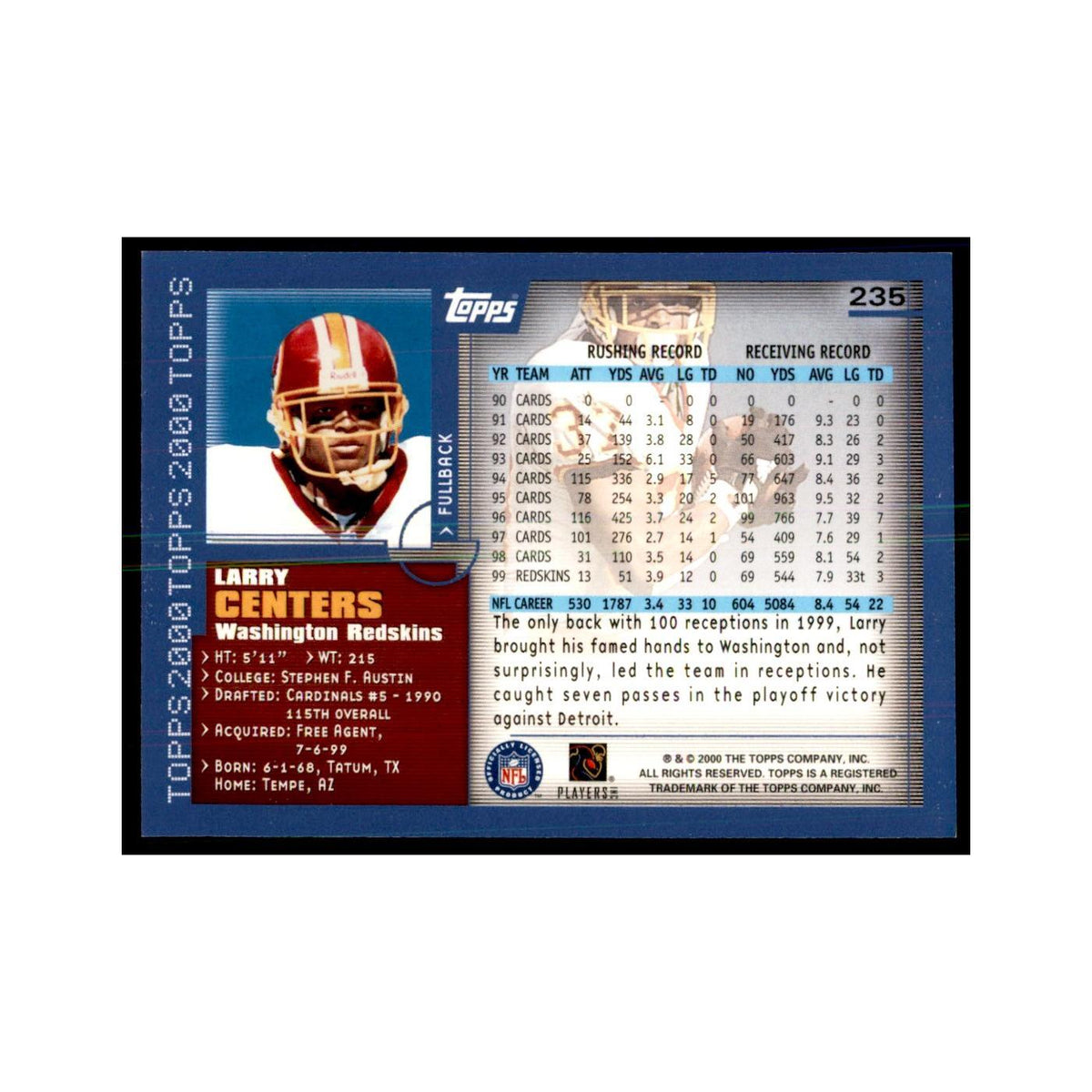 Larry Centers 2000 Topps #235 Football Cards Football Card NM