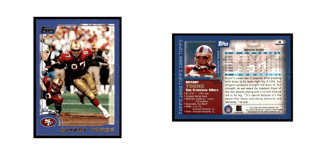 Bryant Young 2000 Topps #4 Football Cards Football Card NM