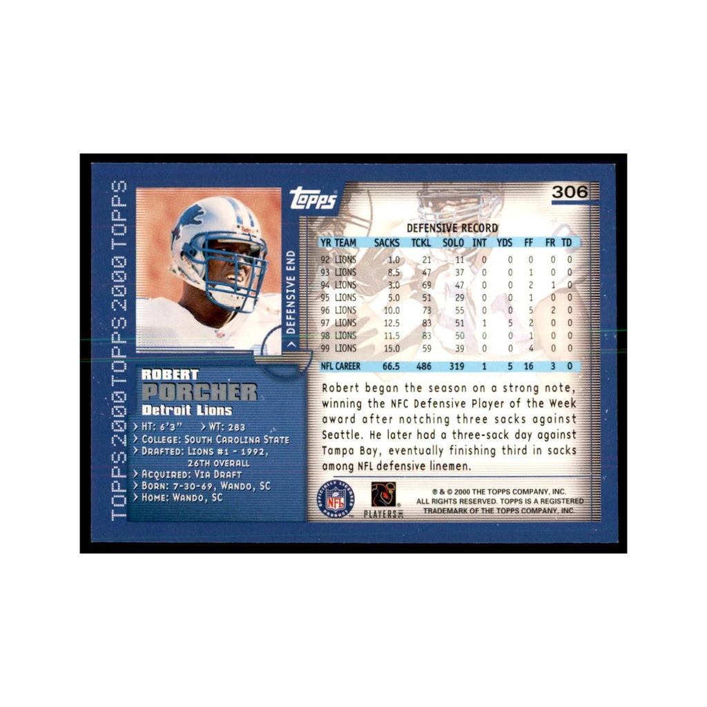 Robert Porcher 2000 Topps #306 Football Cards Football Card NM