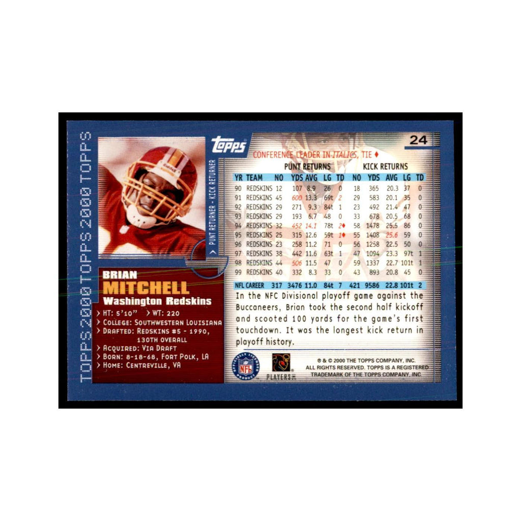 Brian Mitchell 2000 Topps #24 Football Cards Football Card NM