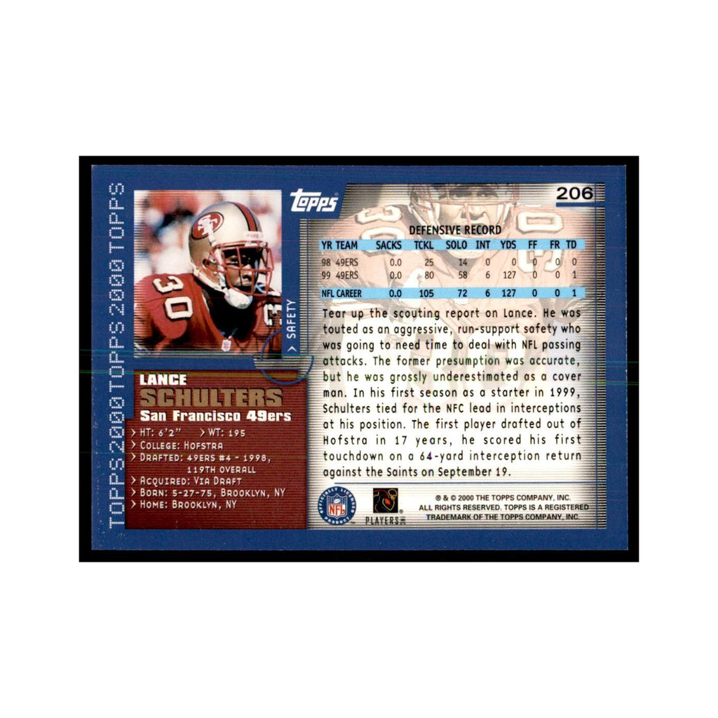Lance Schulters 2000 Topps #206 Football Cards Football Card NM