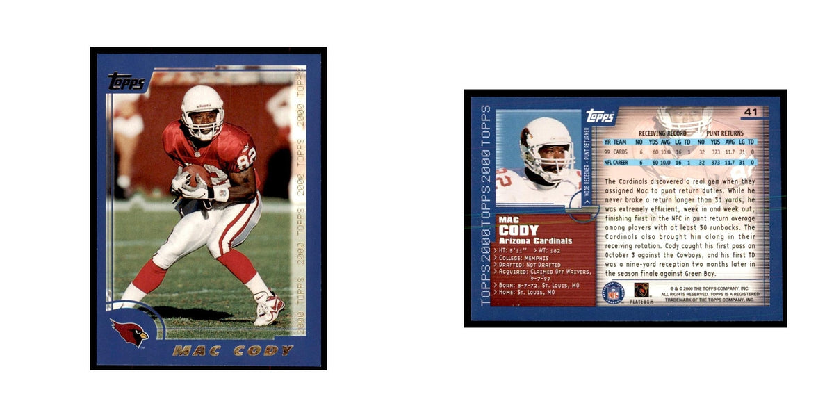 Mac Cody 2000 Topps #41 Football Cards Football Card NM