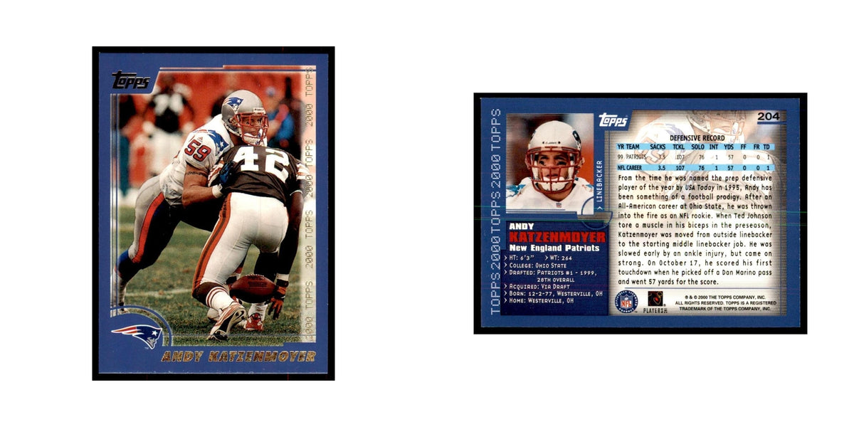Andy Katzenmoyer 2000 Topps #204 Football Cards Football Card NM