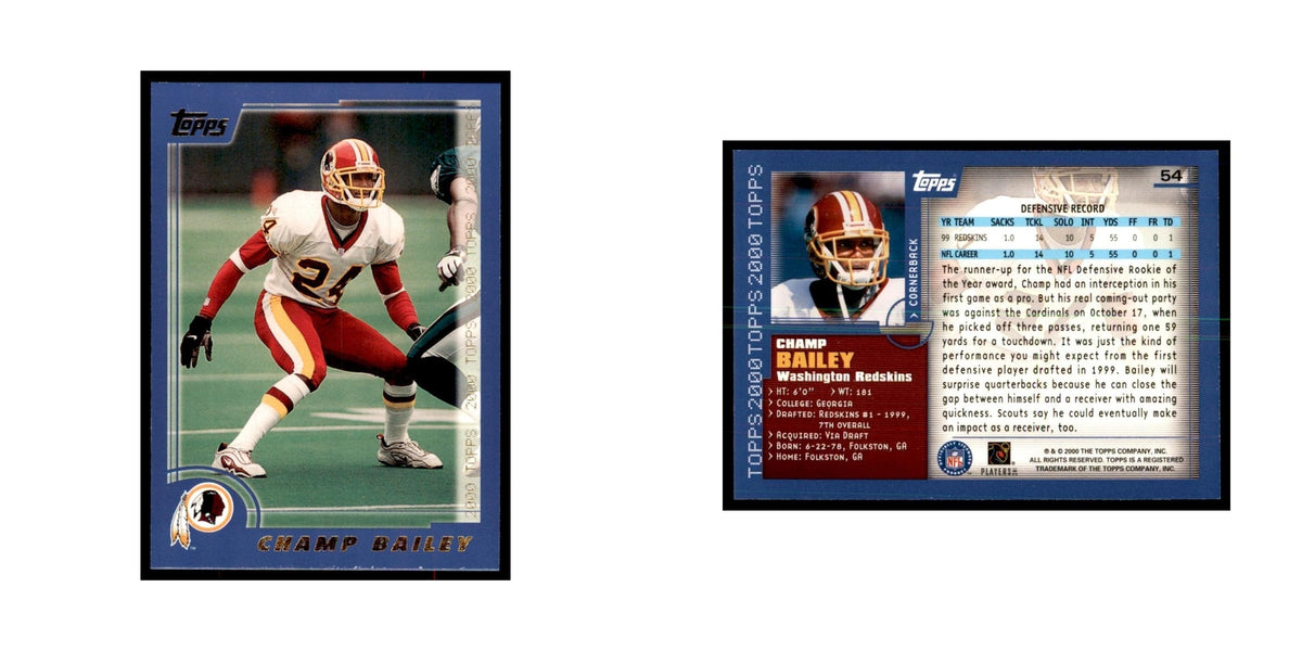 Champ Bailey 2000 Topps #54 Football Cards Football Card NM