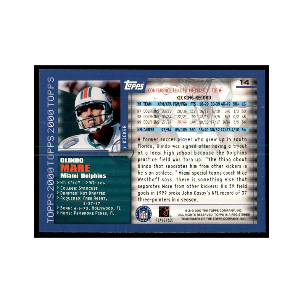 Olindo Mare 2000 Topps #14 Football Cards Football Card NM