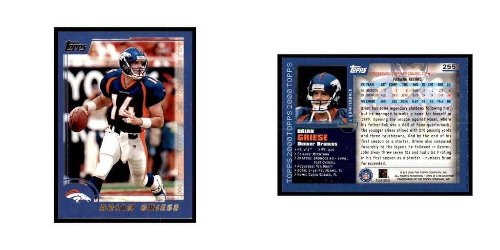 Brian Griese 2000 Topps #255 Football Cards Football Card NM
