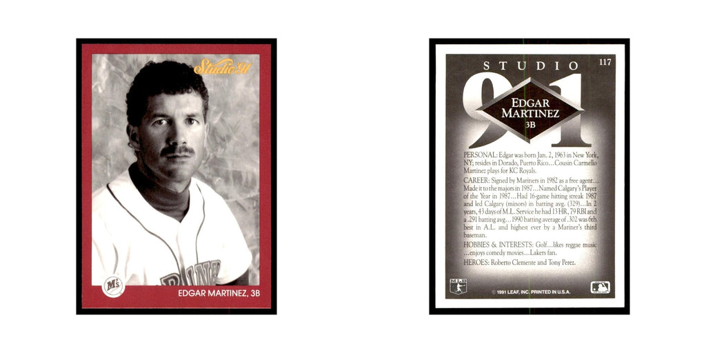 Edgar Martinez 1991 Studio #117 Baseball Cards Baseball Card NM