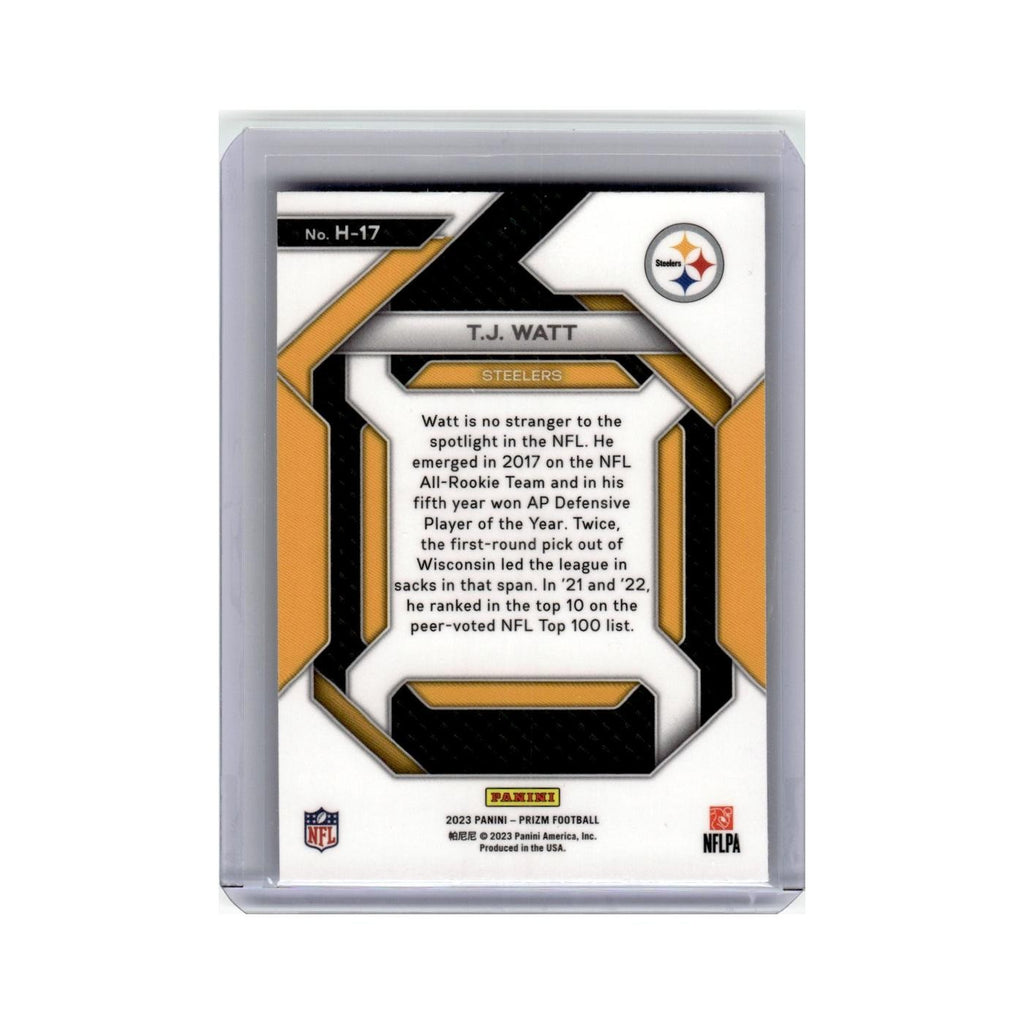 T.J. Watt 2023 Panini Prizm #H-17 Pittsburgh Steelers Football Card NM