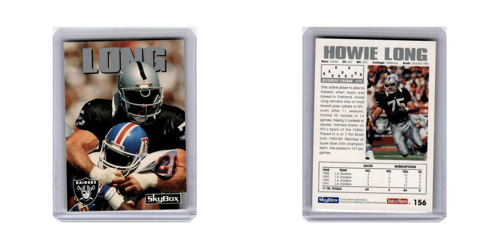 Howie Long 1992 SkyBox #156 Los Angeles Raiders Football Card NM