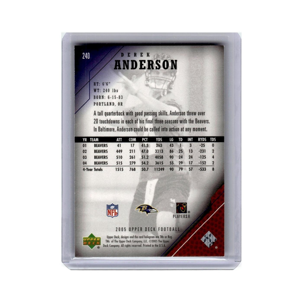 Derek Anderson Rookie 2005 Upper Deck #240 Baltimore Ravens Football Card NM