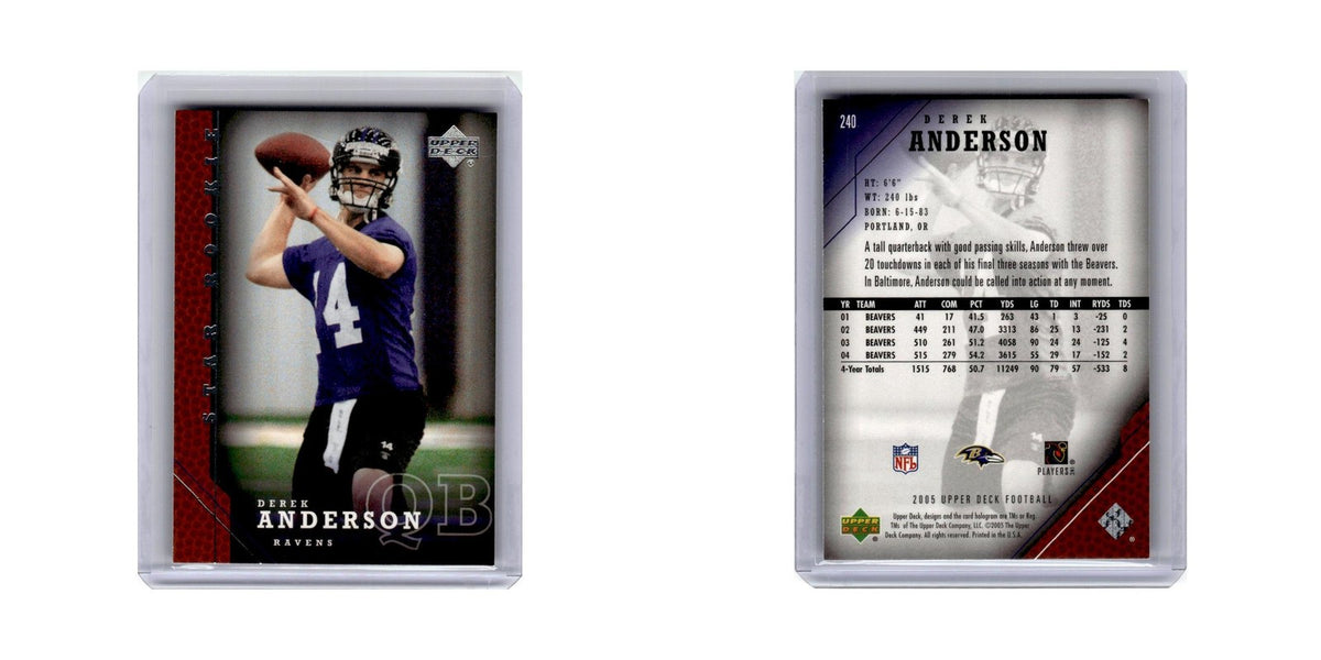 Derek Anderson Rookie 2005 Upper Deck #240 Baltimore Ravens Football Card NM