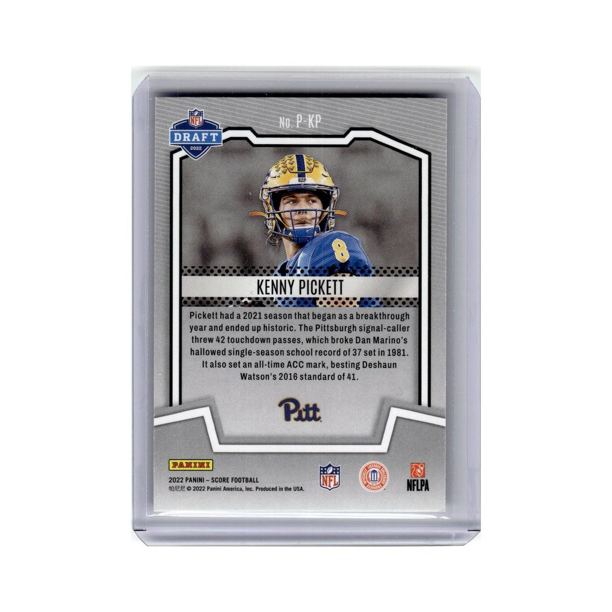 Kenny Pickett Rookie 2022 Score PROtential #P-KP Pittsburgh Panthers NM