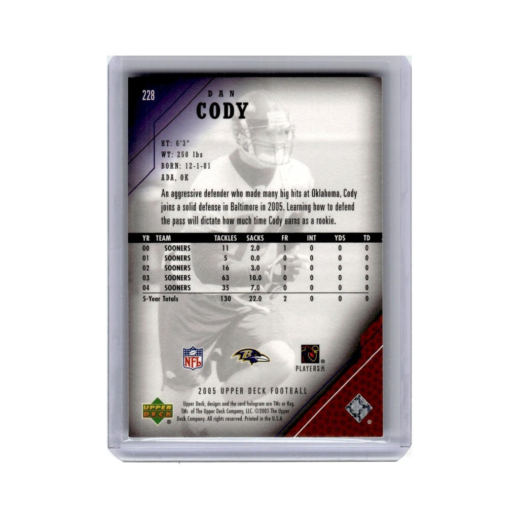 Dan Cody Rookie 2005 Upper Deck #228 Baltimore Ravens Football Card NM
