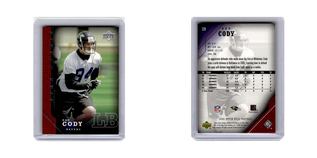 Dan Cody Rookie 2005 Upper Deck #228 Baltimore Ravens Football Card NM