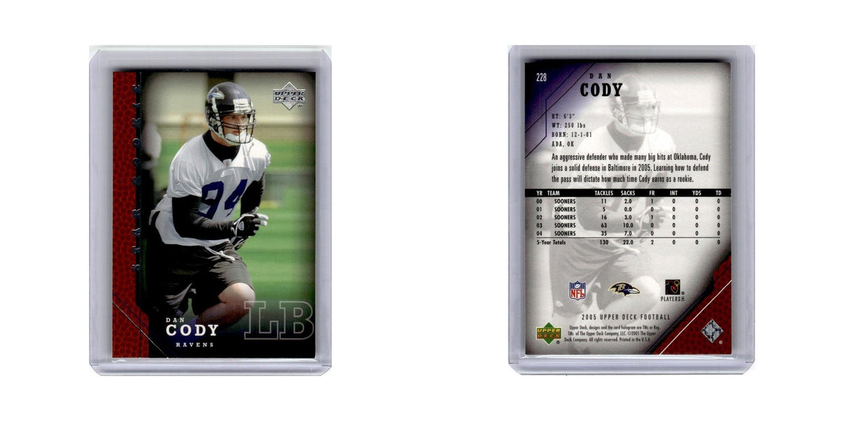 Dan Cody Rookie 2005 Upper Deck #228 Baltimore Ravens Football Card NM