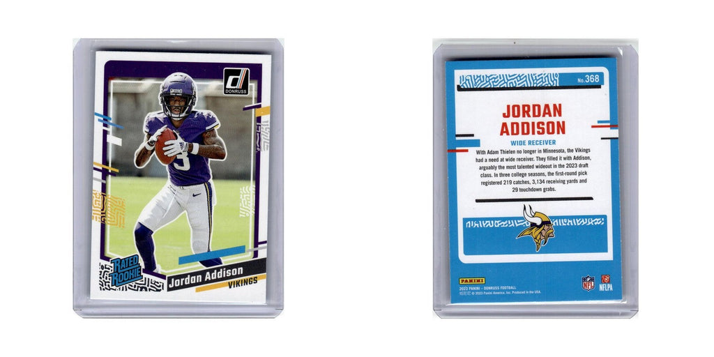 Jordan Addison 2023 Donruss Rated Rookie #368 Minnesota Vikings Football Card NM