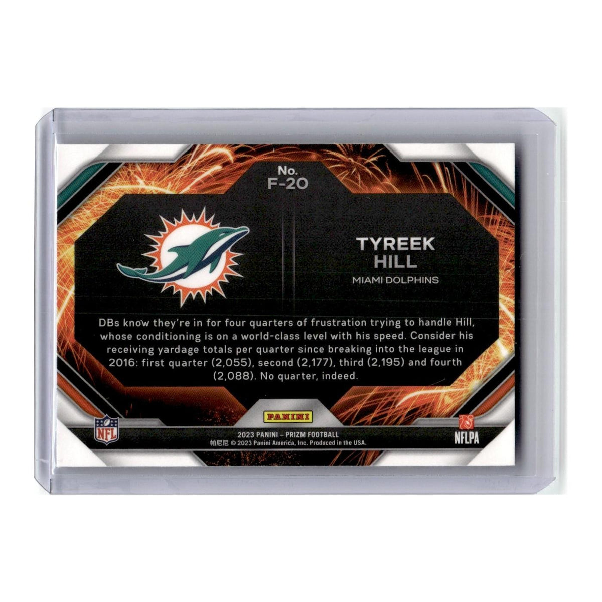 Tyreek Hill 2023 Panini Prizm #F-20 Miami Dolphins Football Card NM