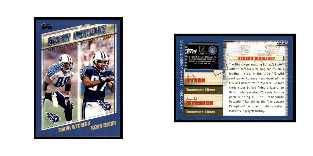 Kevin Dyson Frank Wycheck 2000 Topps #330 Football Cards Football Card NM