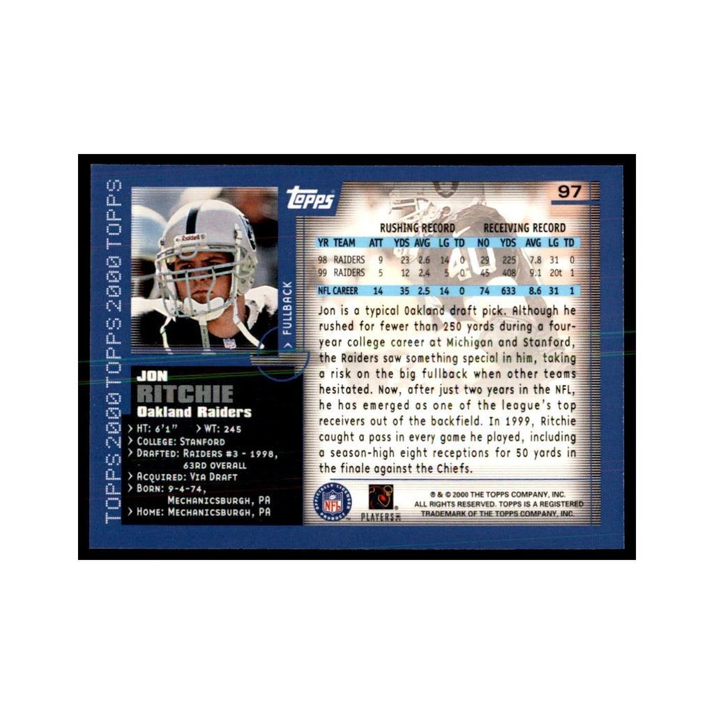Jon Ritchie 2000 Topps #97 Football Cards Football Card NM