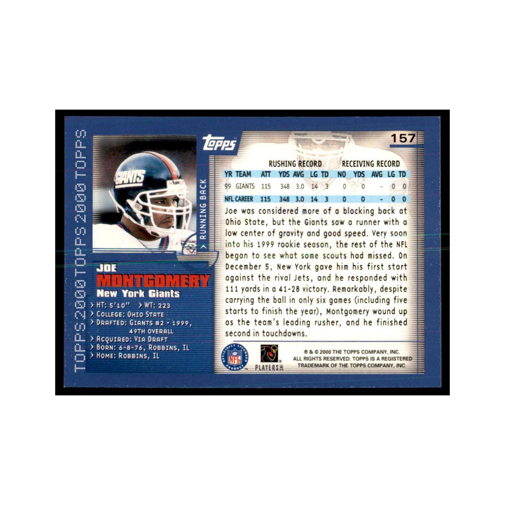 Joe Montgomery 2000 Topps #157 Football Cards Football Card NM