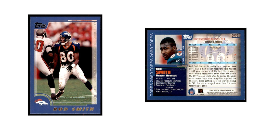 Rod Smith 2000 Topps #305 Football Cards Football Card NM