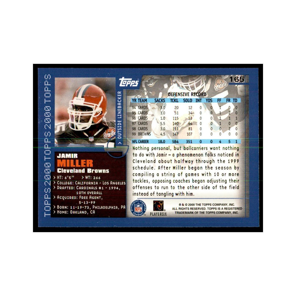 Jamir Miller 2000 Topps #165 Football Cards Football Card NM