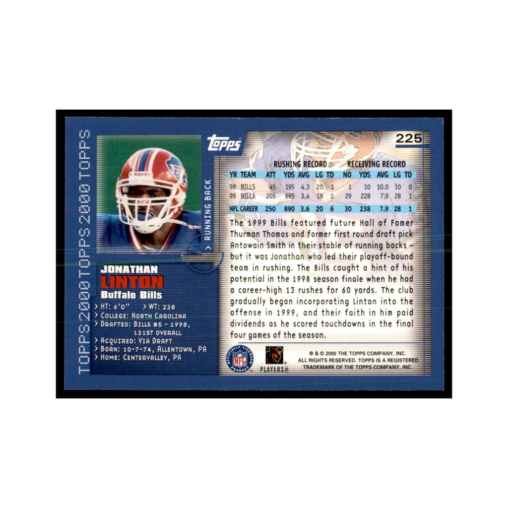 Jonathan Linton 2000 Topps #225 Football Cards Football Card NM