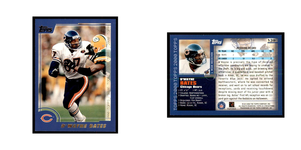 D'Wayne Bates 2000 Topps #138 Football Cards Football Card NM