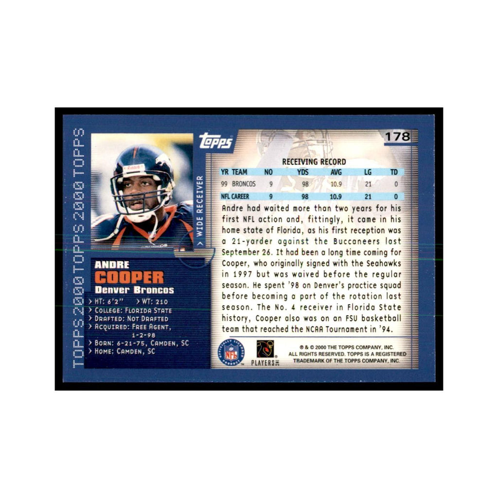 Andre Cooper 2000 Topps #178 Football Cards Football Card NM
