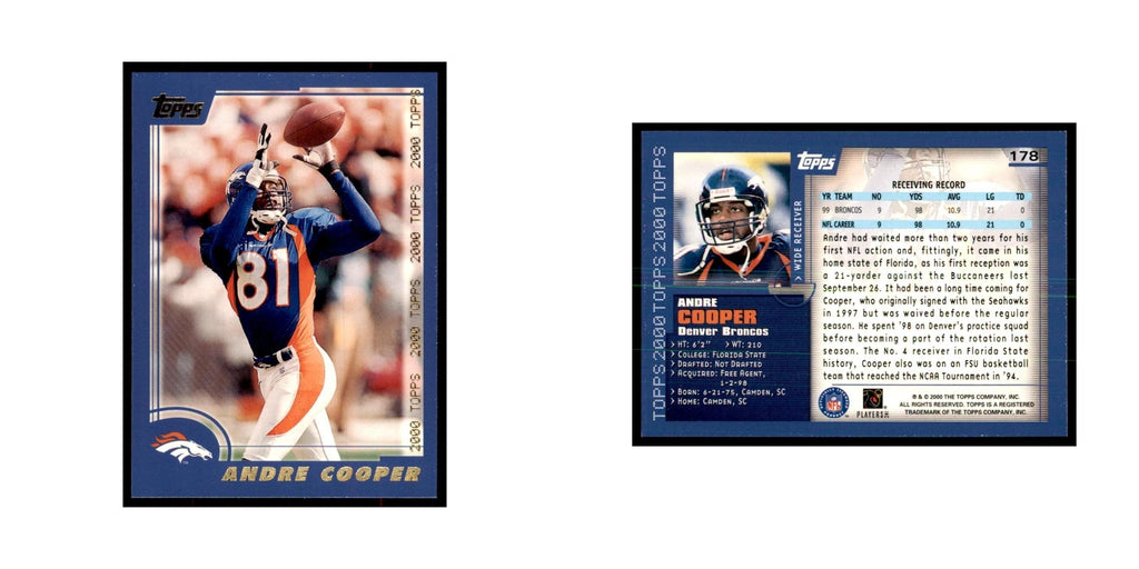 Andre Cooper 2000 Topps #178 Football Cards Football Card NM