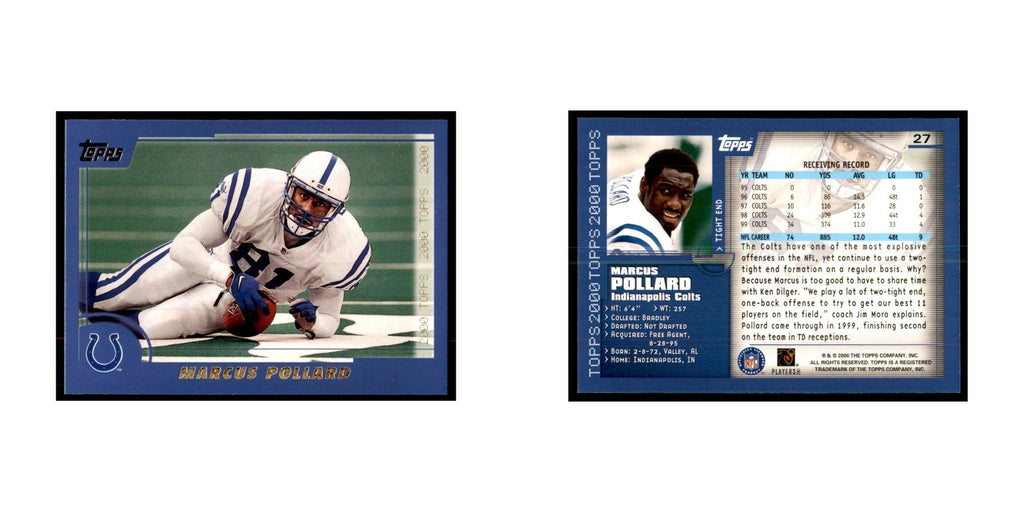 Marcus Pollard 2000 Topps #27 Football Cards Football Card NM