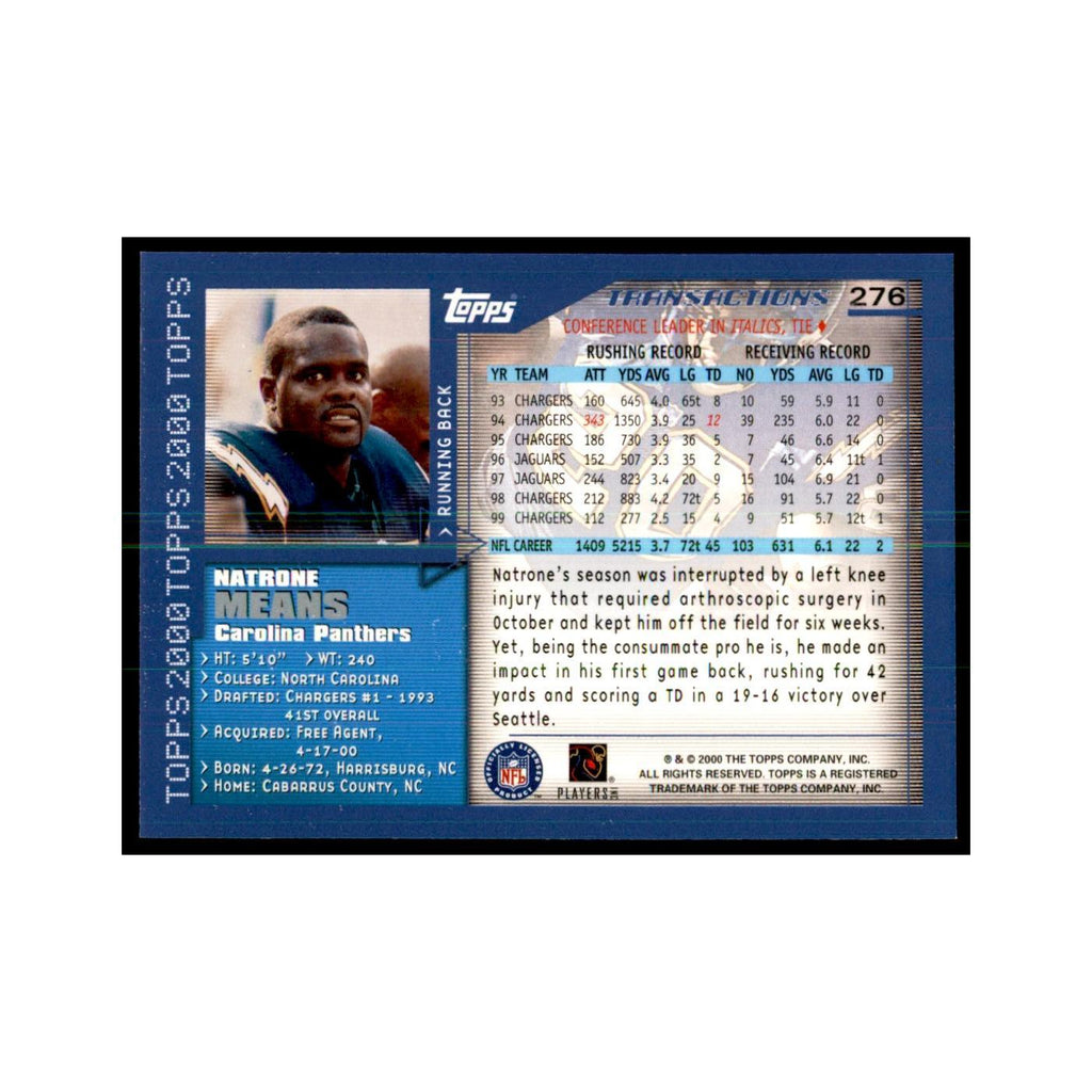 Natrone Means 2000 Topps #276 Football Cards Football Card NM